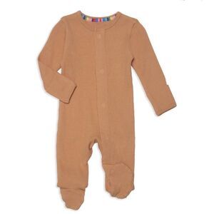 Magnetic Me Doe Waffle Knit Footie Pajamas Premie Camel Brown